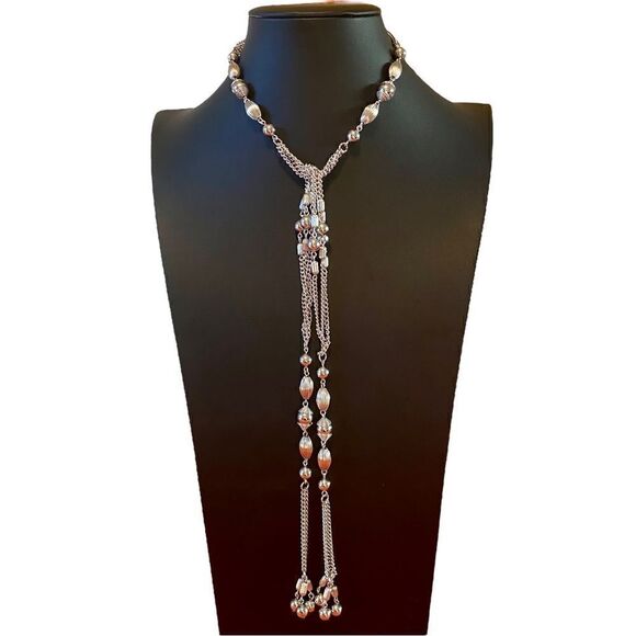 Sarah Coventry Triple Silver Toned Long Chain Lariat. - Picture 1 of 6